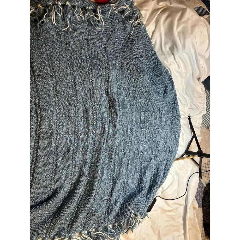 Handmade Blue Heather Throw Blanket 50x42